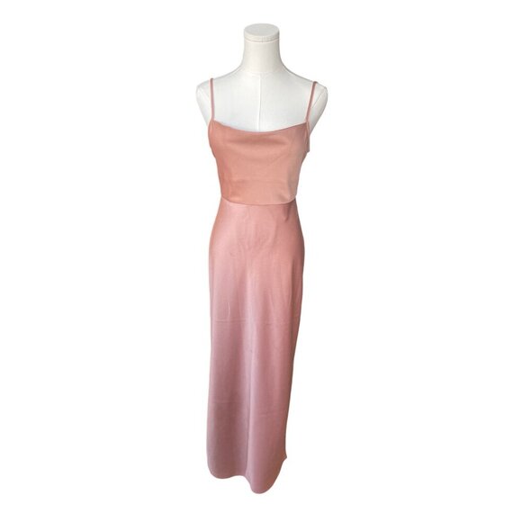 Sachin & Babi Cali Satin Slip Midi Dress 2 Peach Cowl Neck Wedding Guest Elegant - Picture 3 of 11